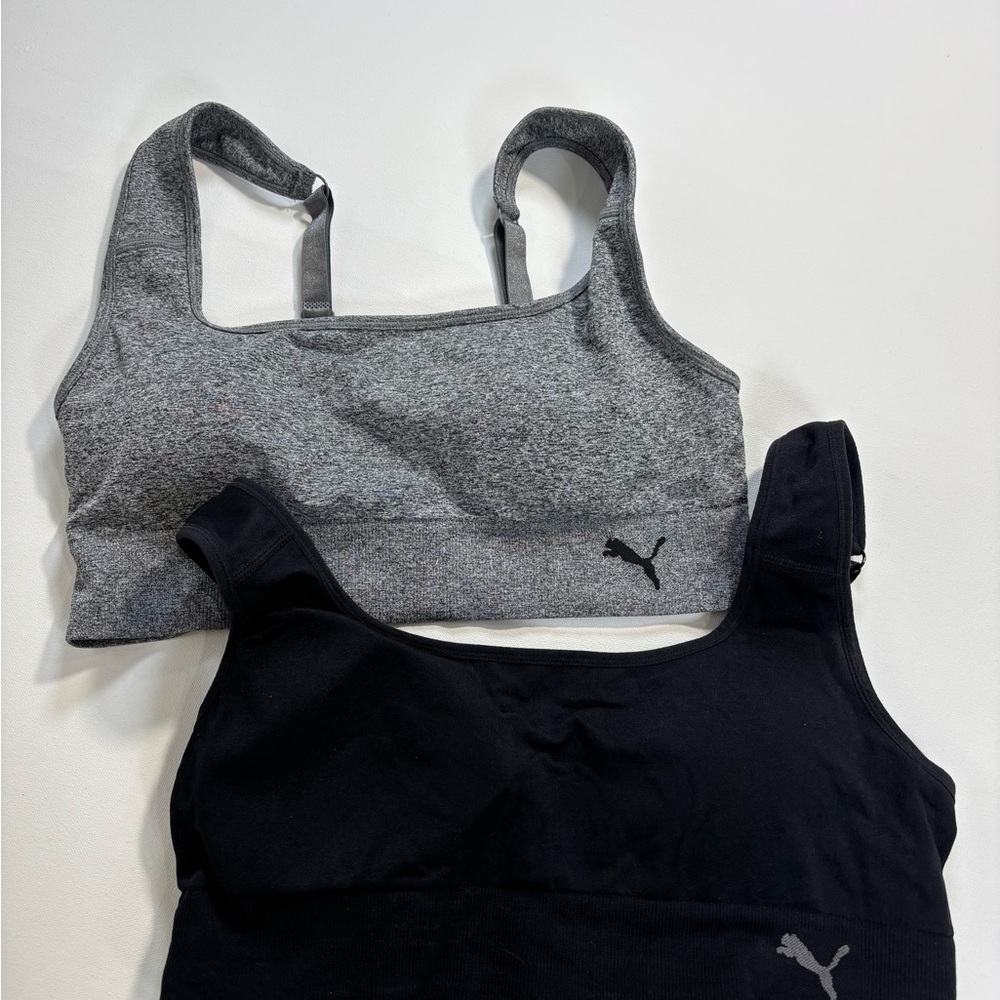 Puma Women's Dual Pack Gray and Black Sports Bras